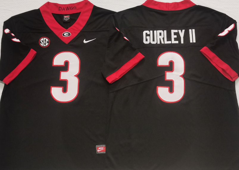 Men's Georgia Bulldogs Todd Gurley II#3 Black Jersey